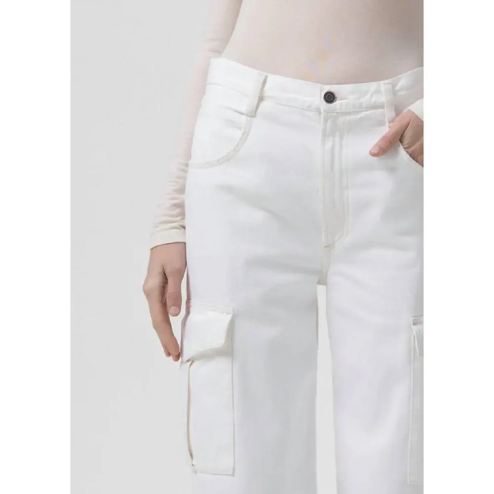 NWT Agolde Minka Cargo Jean 30 White, Relaxed Fit High Rise, 💯 organic cotton! - Picture 5 of 9